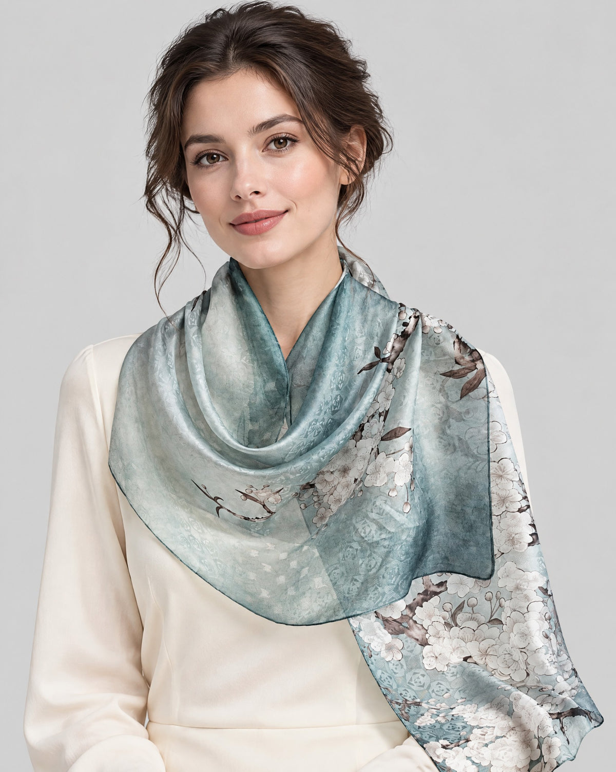 Winter Plum Mulberry Silk Long Scarf – 22 x 67 in