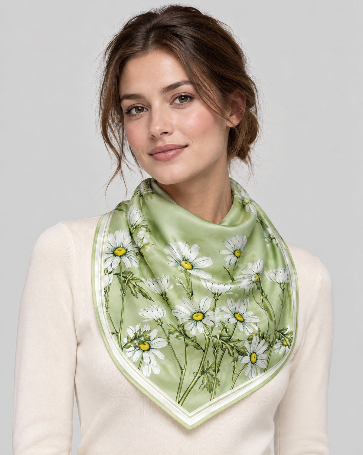 Daisies Mulberry Silk Square Scarf – 21 x 21 in