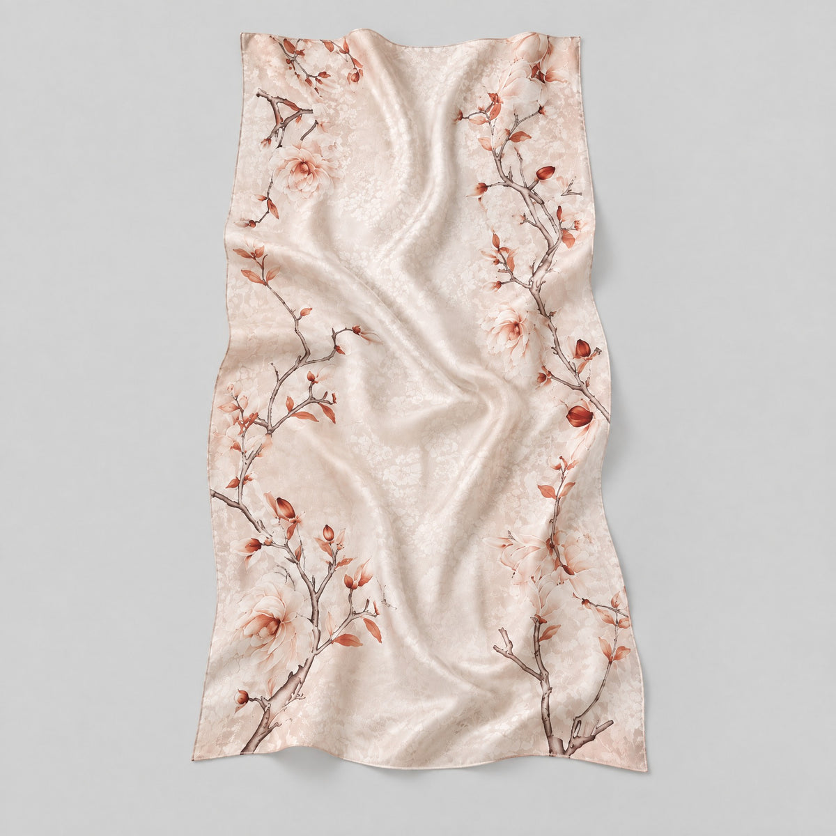 Magnolia Jacquard Mulberry Silk Scarf – 43 x 75 in
