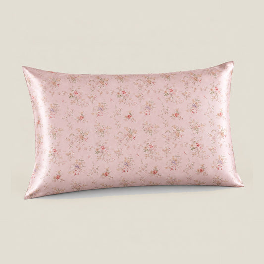 Petal Pink Ditsy printed mulberry silk pillowcase