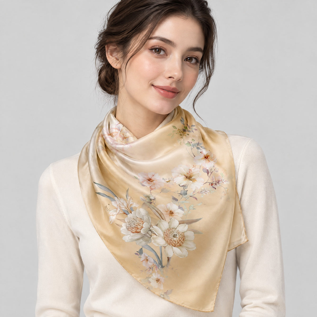 Golden Valley Spring Mulberry Silk Long Scarf – 22 x 68 in