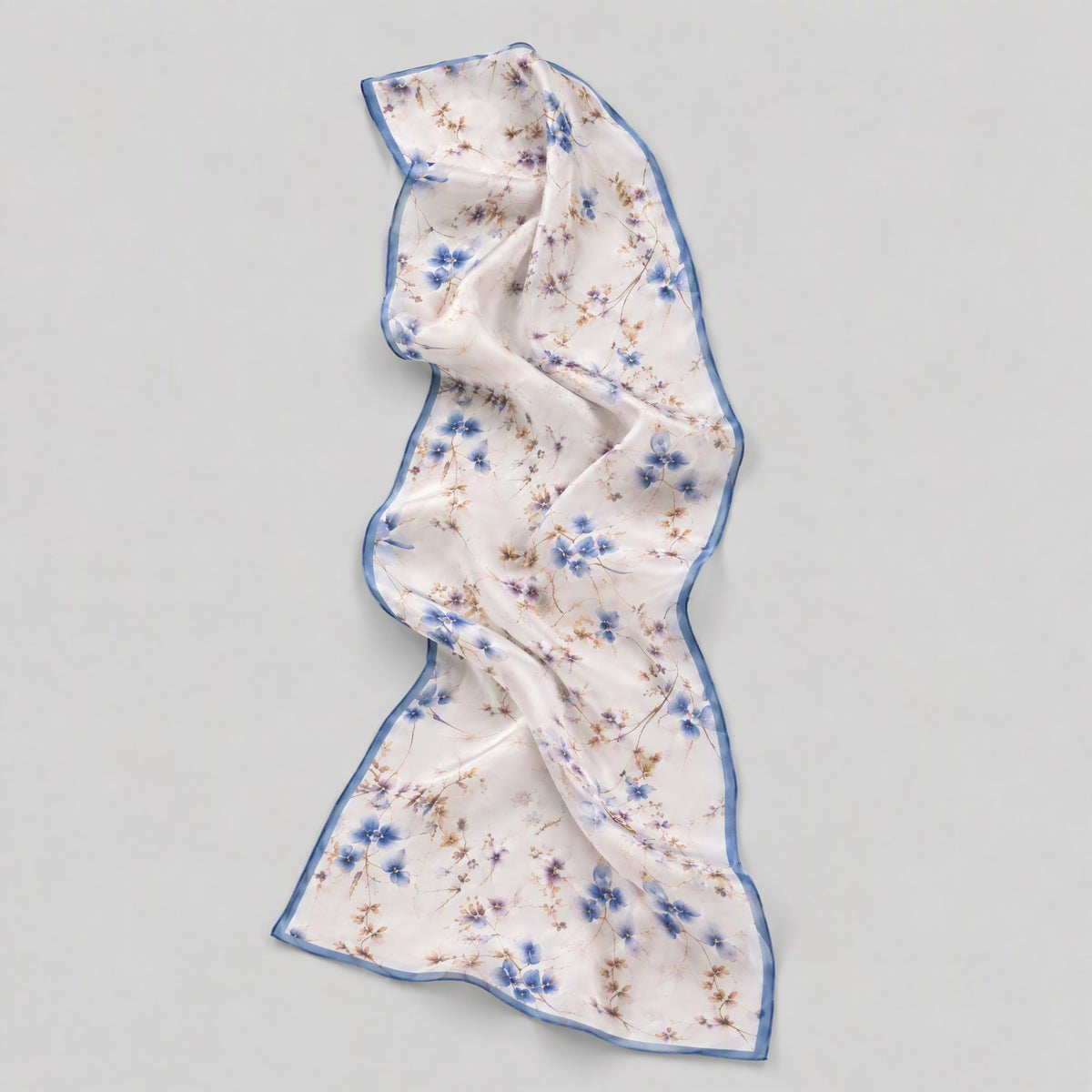 Blue Branch Mulberry Silk Long Scarf – 16.5 x 63 in