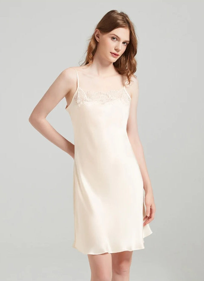 Lace-Trim 100% Mulberry Silk Robe & Camisole Set – Women's Sleepwear Loungewear