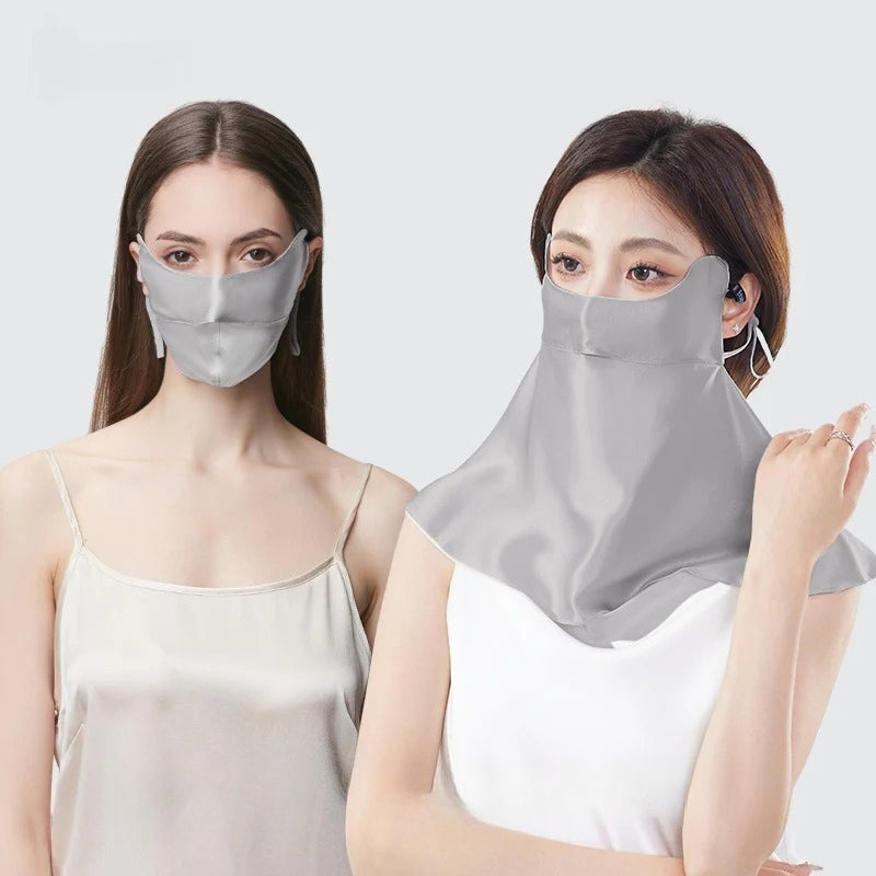 Full-Face 100% Mulberry Silk Sun Protection Mask – UV-Blocking with Neck Coverage