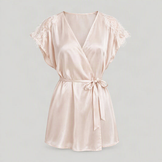 Mulberry silk nightgown laid flat, full garment view