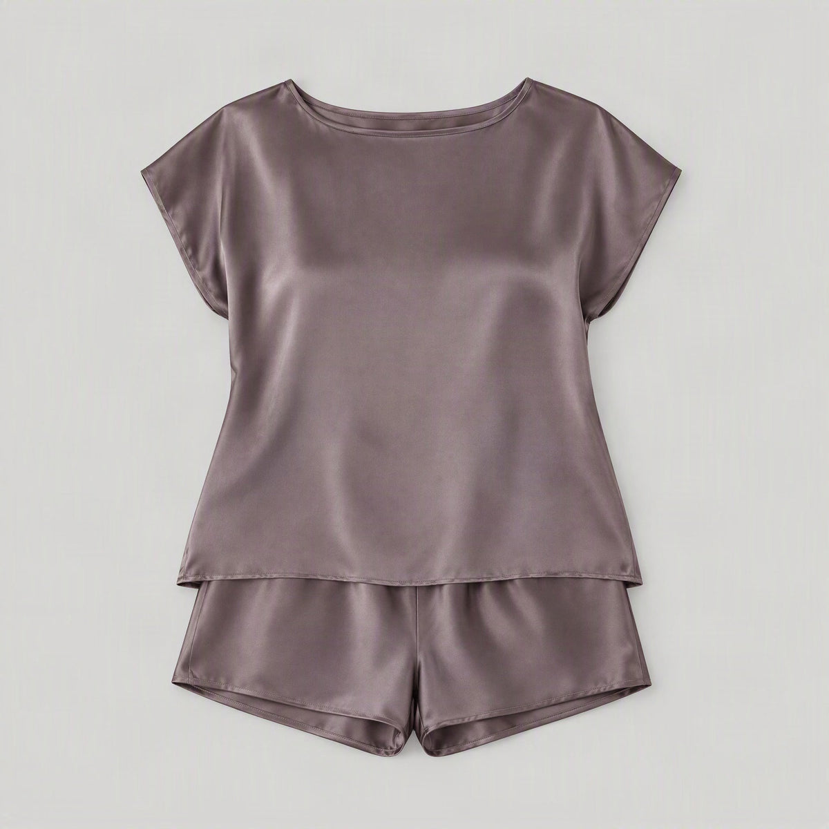 Sauce Purple 19 Momme Sleeveless 100% Mulberry Silk Pajama Set – Tank & Shorts for Women