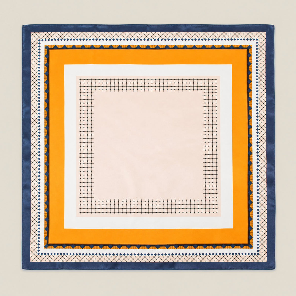 Orange blue checkerboard mulberry silk square scarf