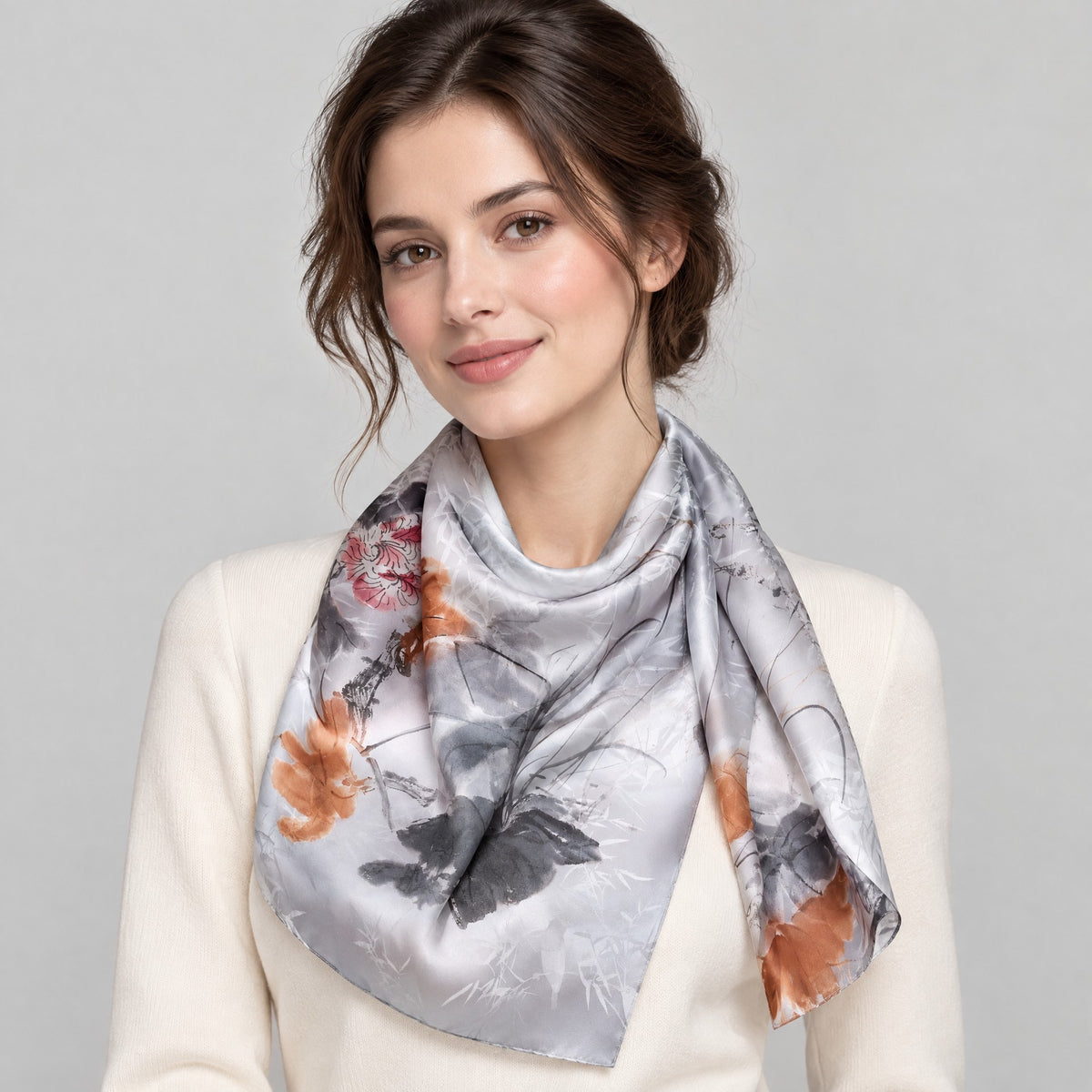 Plum Bamboo Harmony Jacquard Mulberry Silk Scarf – 21 x 67 in