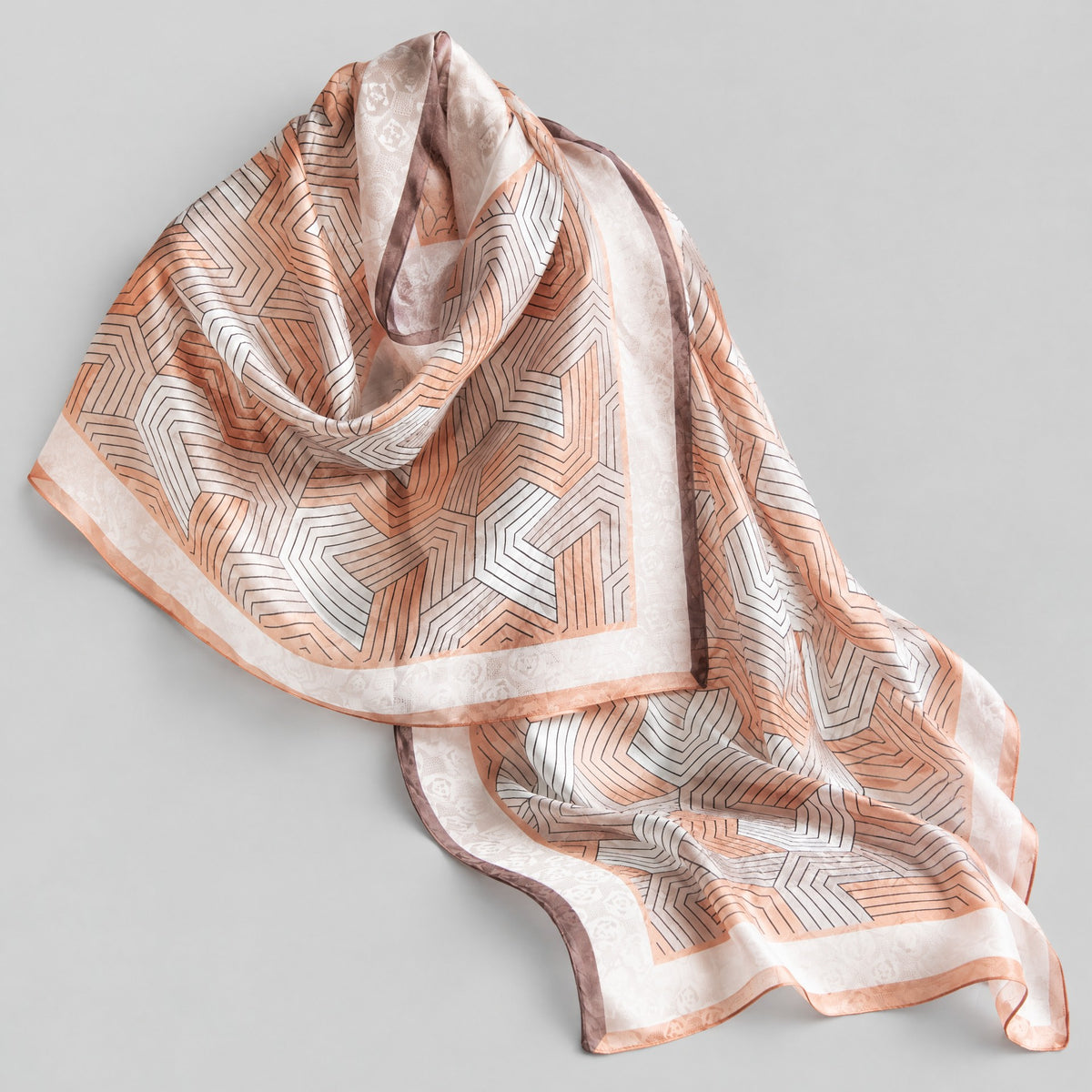 Orange Linear Mulberry Silk Long Scarf – 22 x 67 in