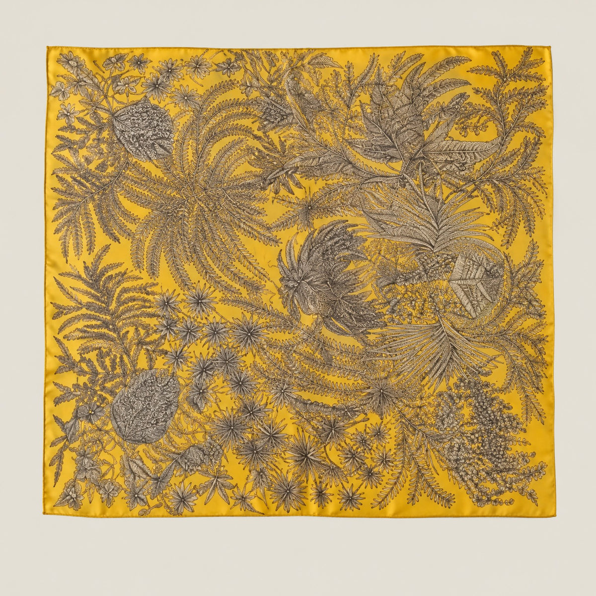 Yellow solid mulberry silk square scarf