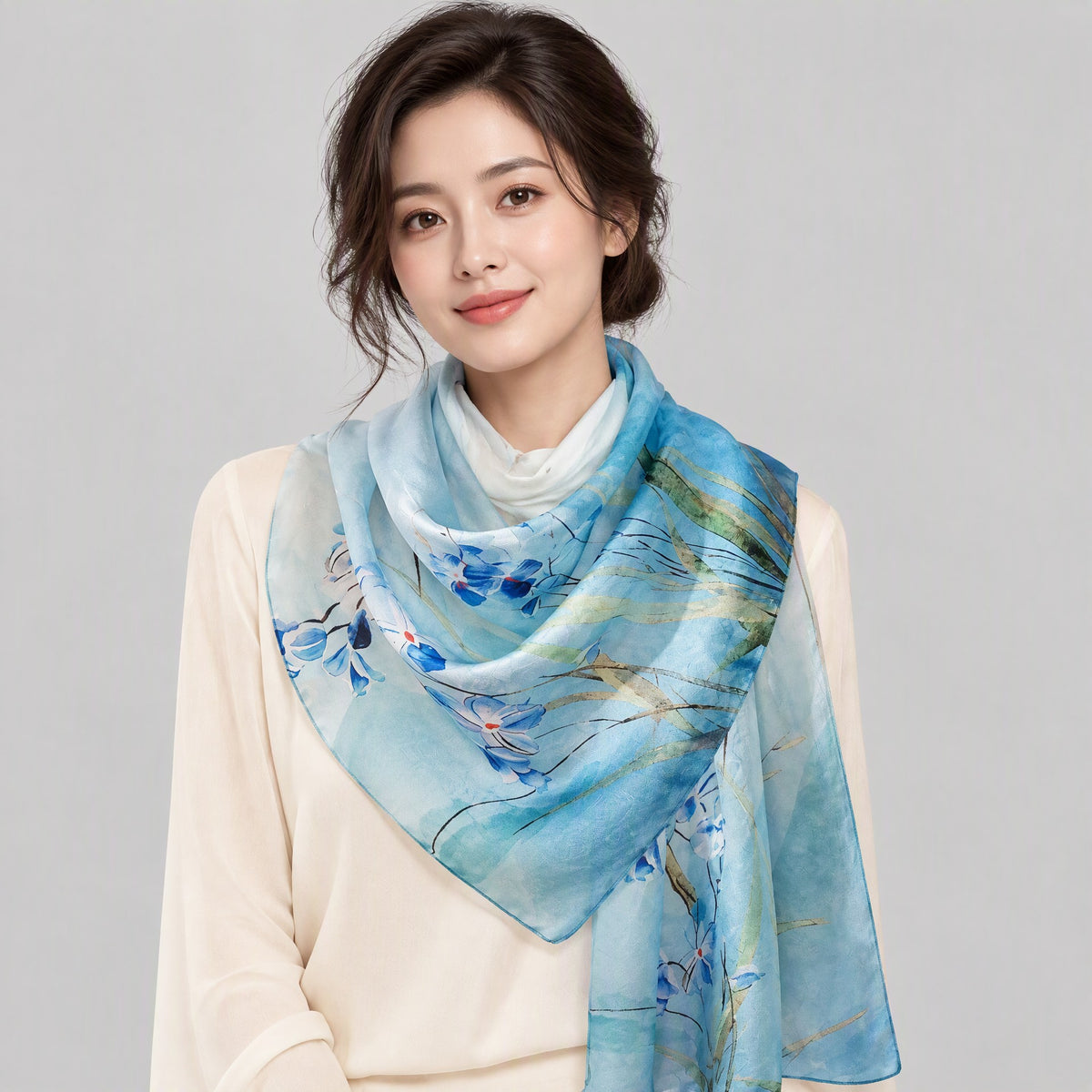 Lily of the Valley Mulberry Silk Long Scarf – 22 x 67 in