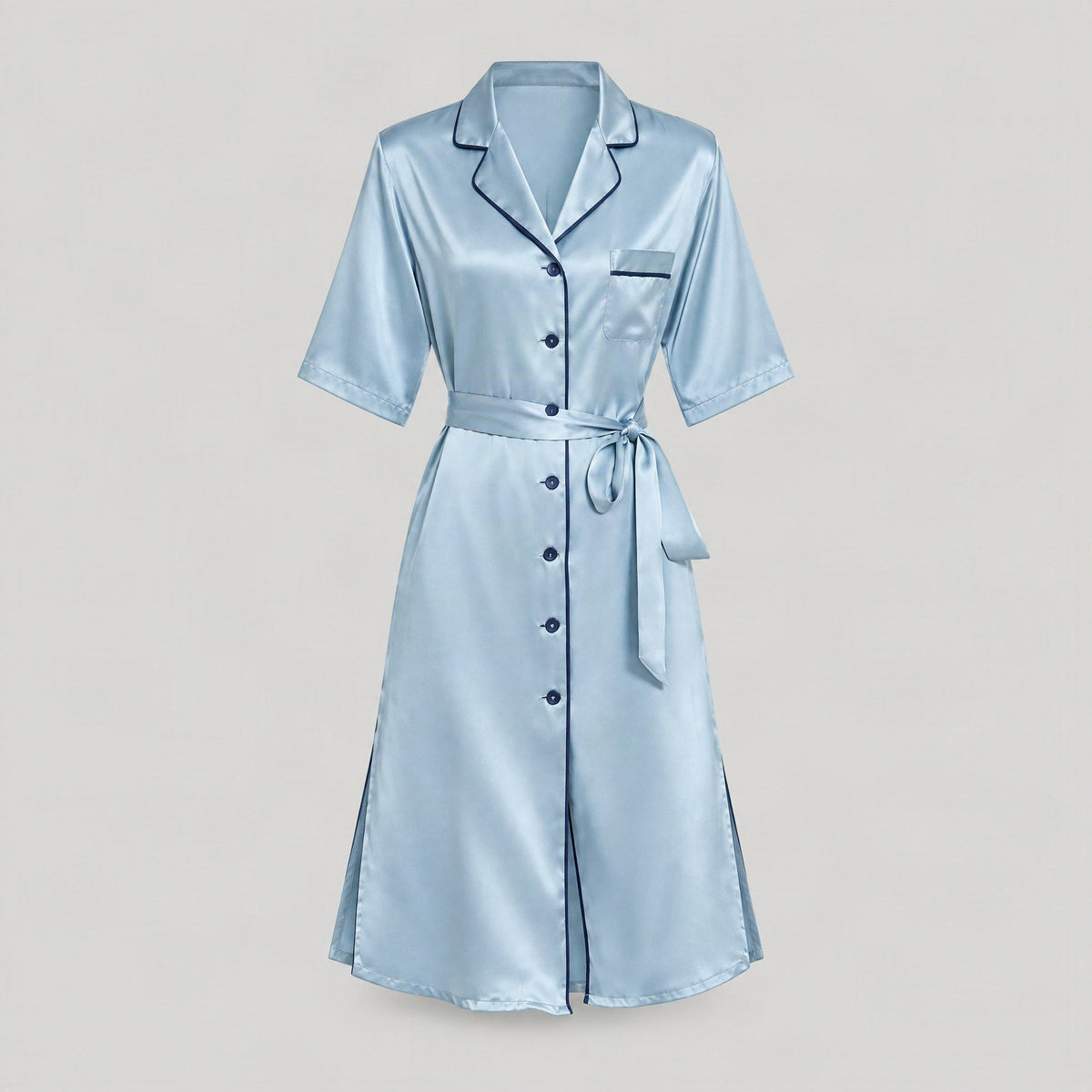 Mulberry silk nightgown laid flat, full garment view
