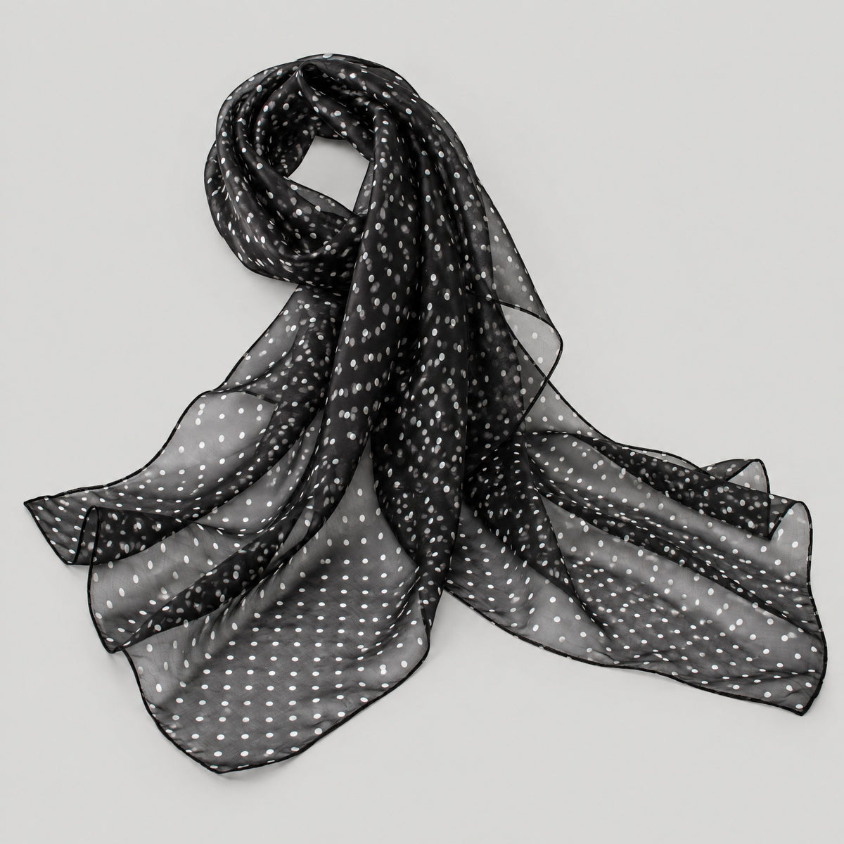 Dot Print Mulberry Silk Long Scarf – 16.5 x 63 in