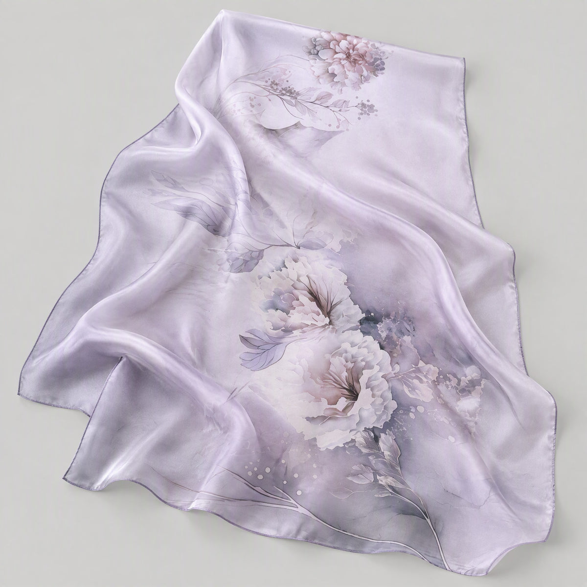 Lilac Mist Mulberry Silk Long Scarf – 22 x 68 in