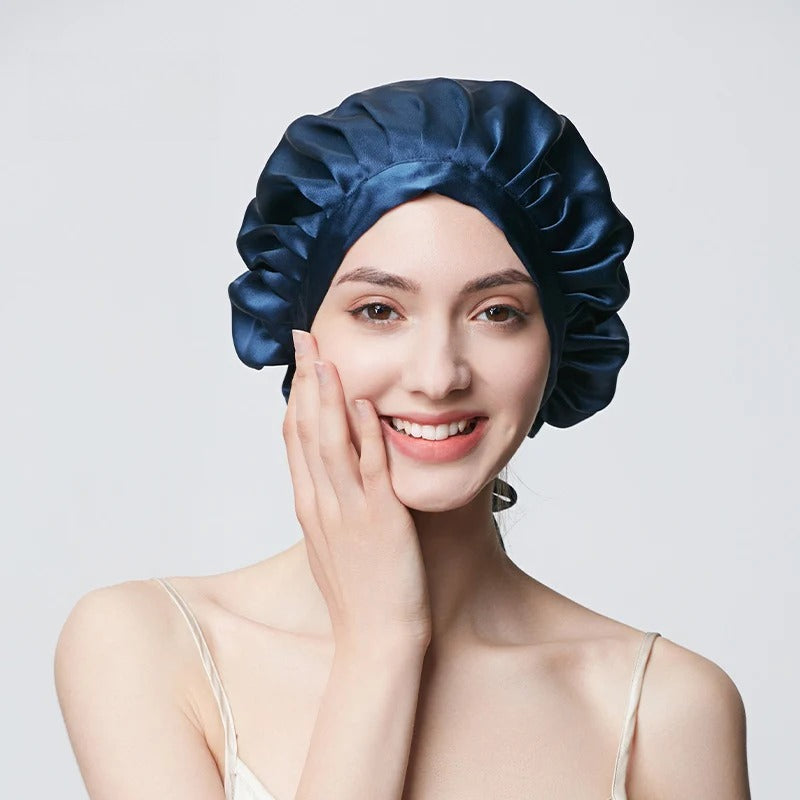 19 Momme 100% Mulberry Silk Sleep Cap – Double-Layer Hair Bonnet for Frizz-Free Hair