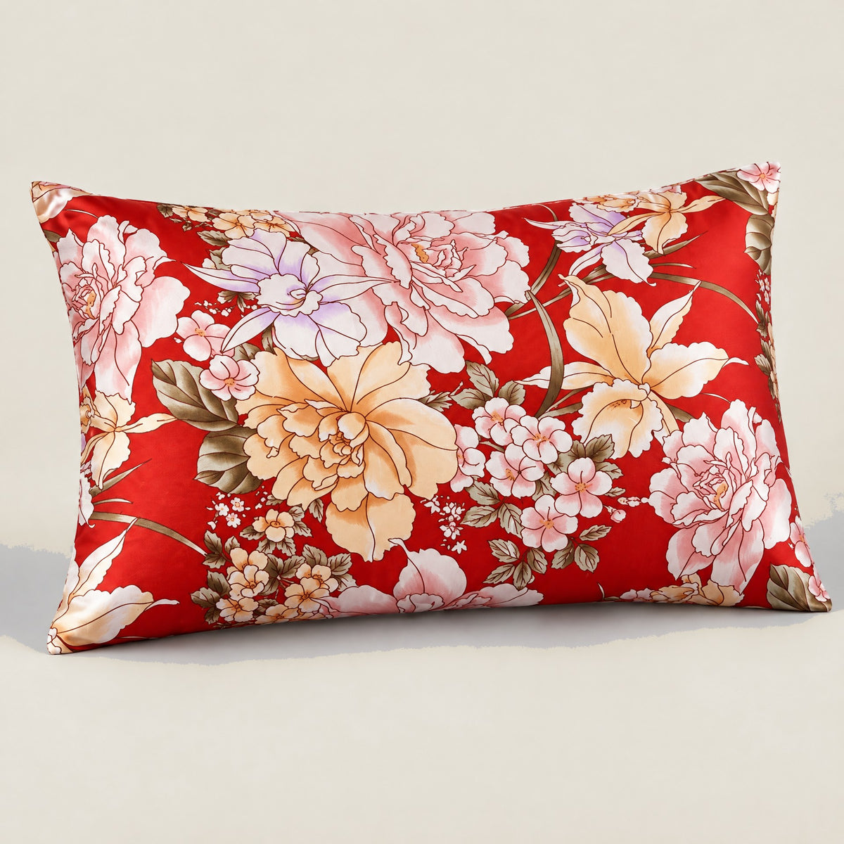 Scarlet Bloom Printed Mulberry Silk Pillowcase – 20 x 30 in