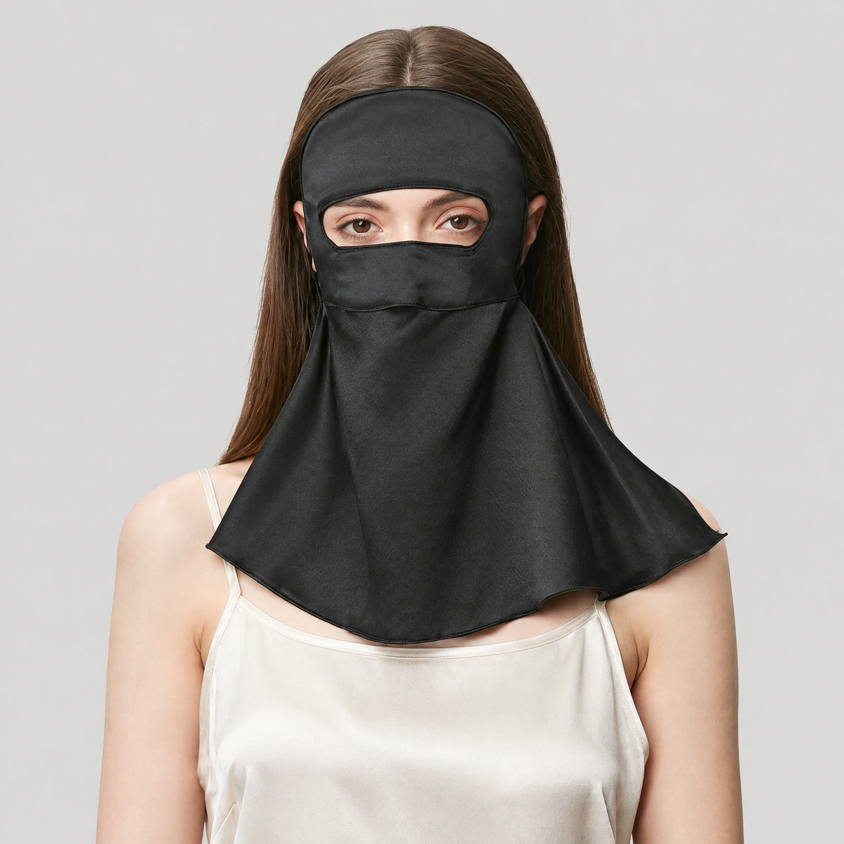 Double-Layer Mulberry Silk Full-Face Sun Hood with Neck Guard