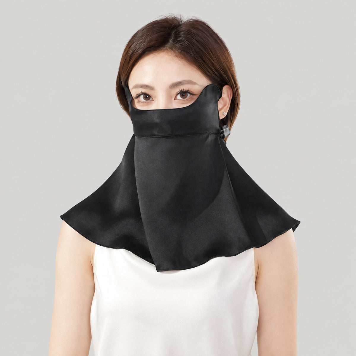 Double-Layer Mulberry Silk Half-Face Sun Mask with Neck Guard