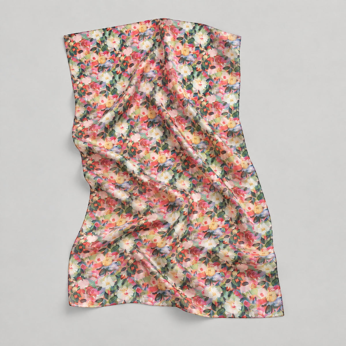 Pink Base Daisy Mulberry Silk Scarf – 69 x 43 in