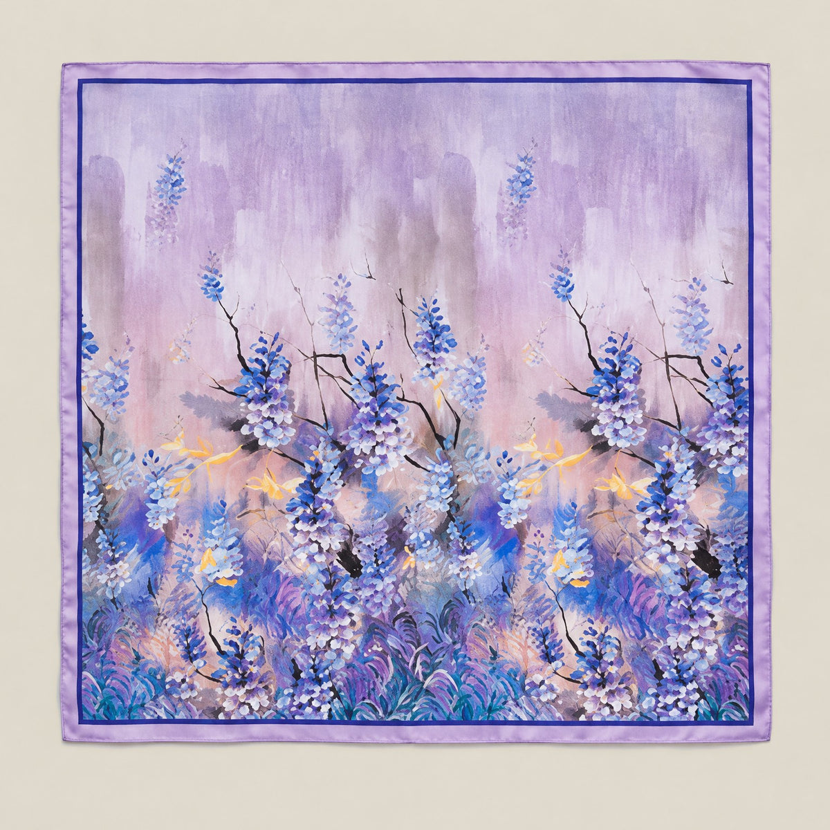 Wisteria Cluster mulberry silk square scarf