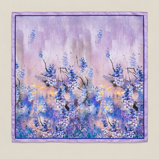 Wisteria Cluster mulberry silk square scarf