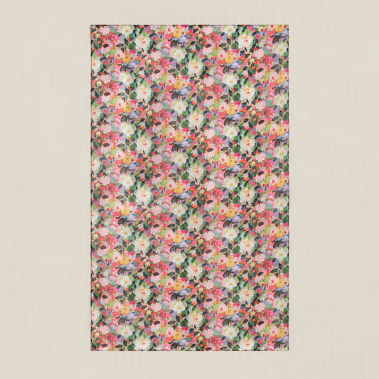 Pink Base Daisy mulberry silk scarf