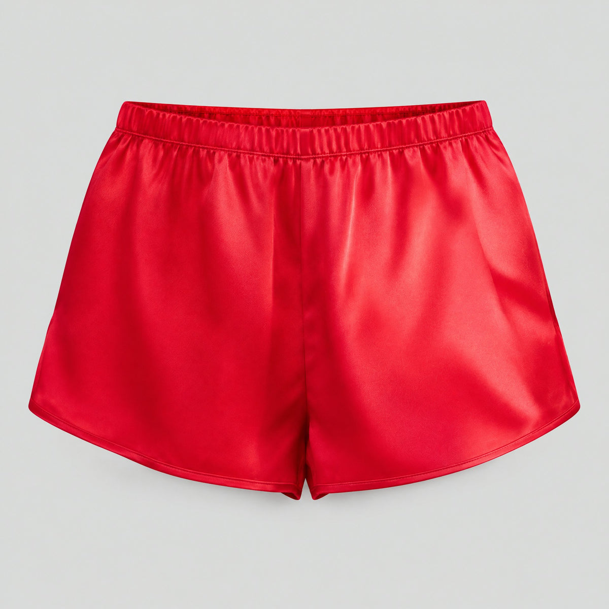 Mulberry silk pajama shorts laid flat