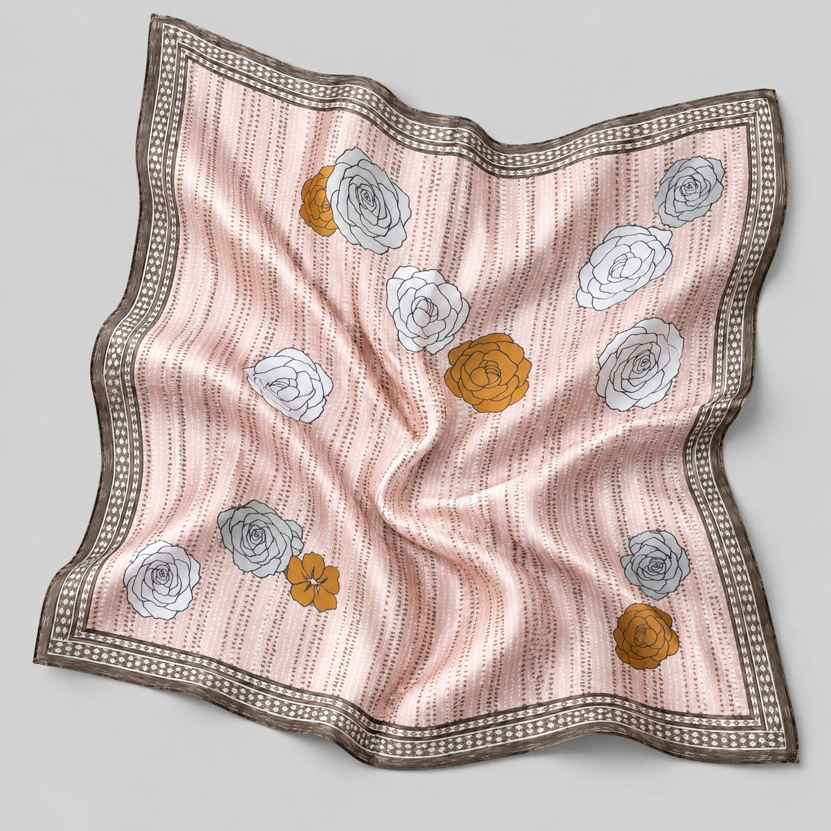 Camellia Blush Mulberry Silk Square Scarf – 27 in
