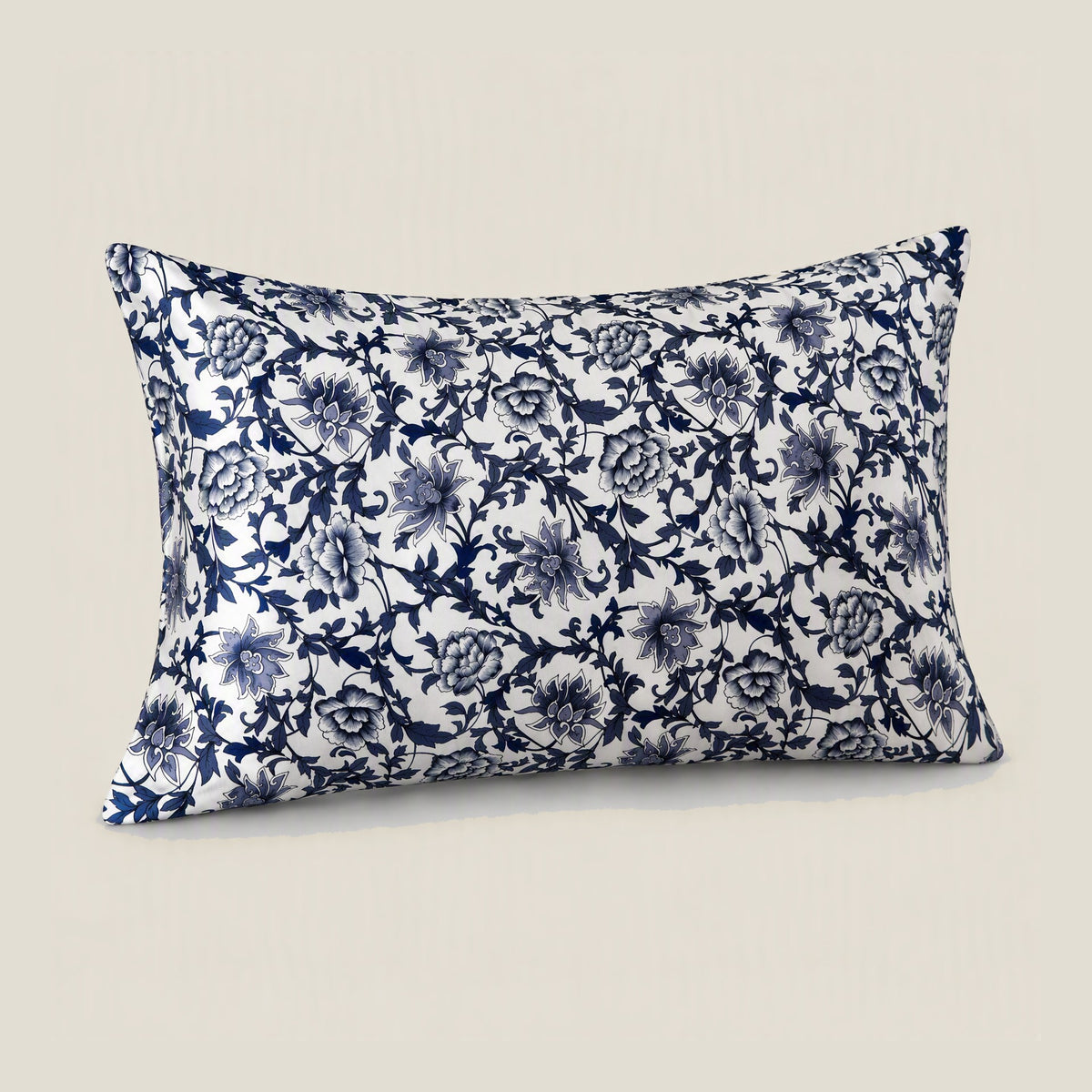 Navy Chintz printed mulberry silk pillowcase