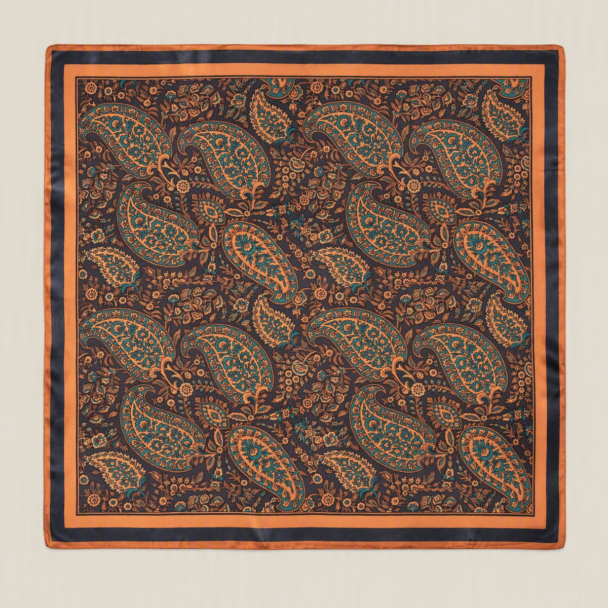 Black Coffee Leaf mulberry silk square scarf