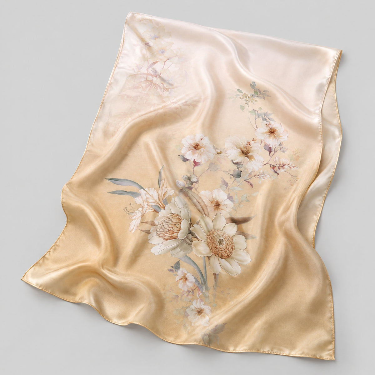 Golden Valley Spring Mulberry Silk Long Scarf – 22 x 68 in