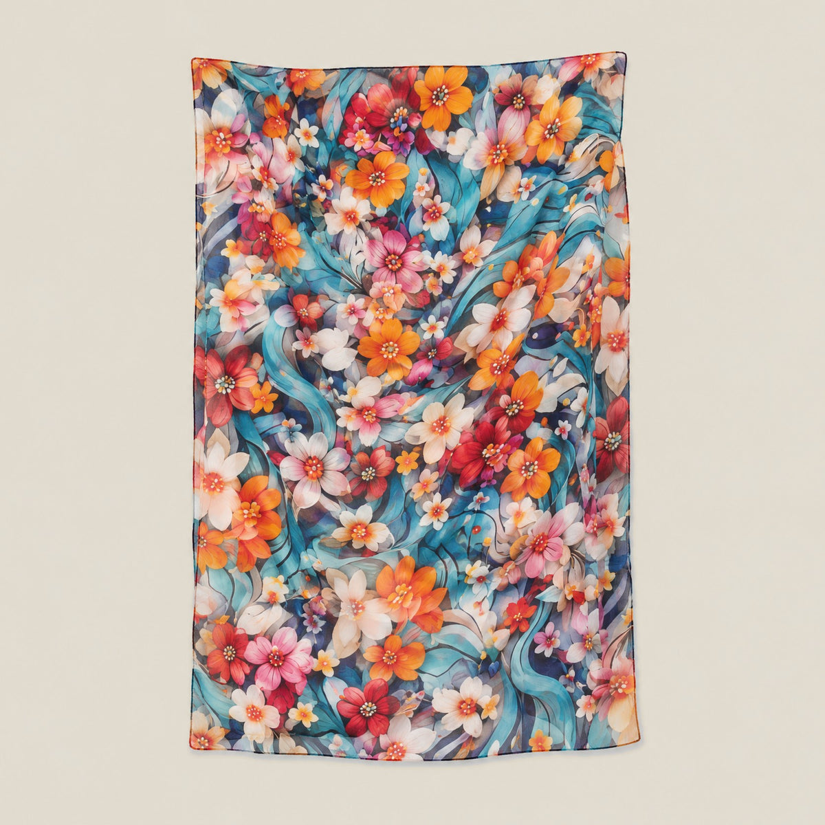 Ink Wash Small Florals mulberry silk scarf