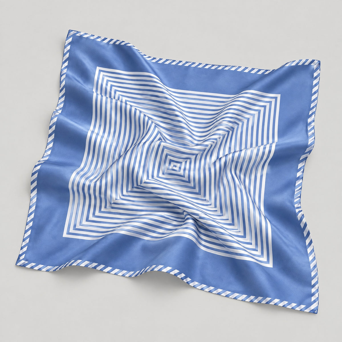 Blue Stripe Mulberry Silk Square Scarf – 27 in