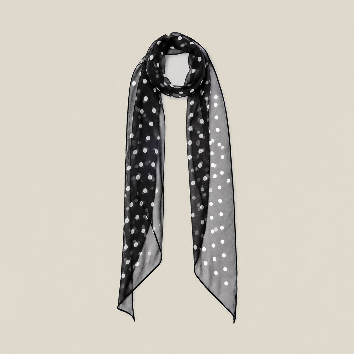Black mini dot mulberry silk scarf