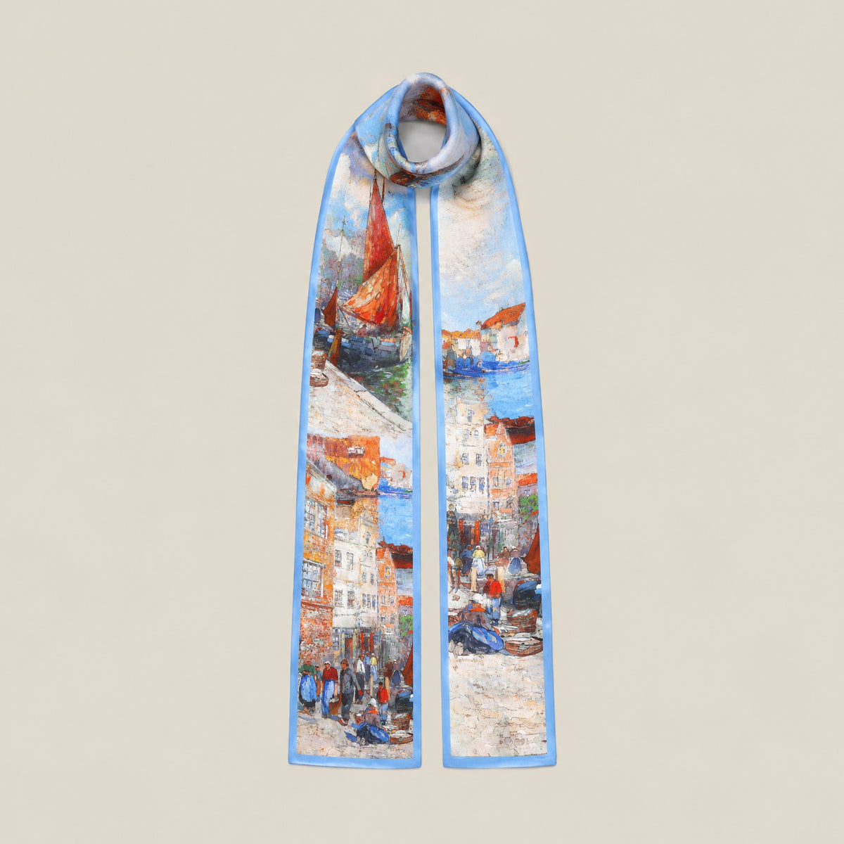 Harbor Imprint slim mulberry silk scarf