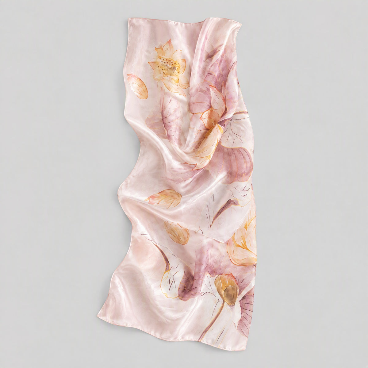 Soft Pink Lotus Mulberry Silk Long Scarf – 22 x 67 in