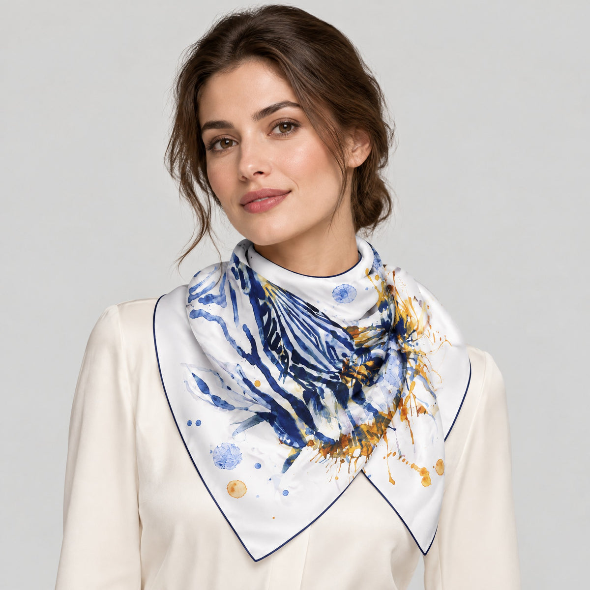 Zebra Print Mulberry Silk Square Scarf – 43 x 43 in