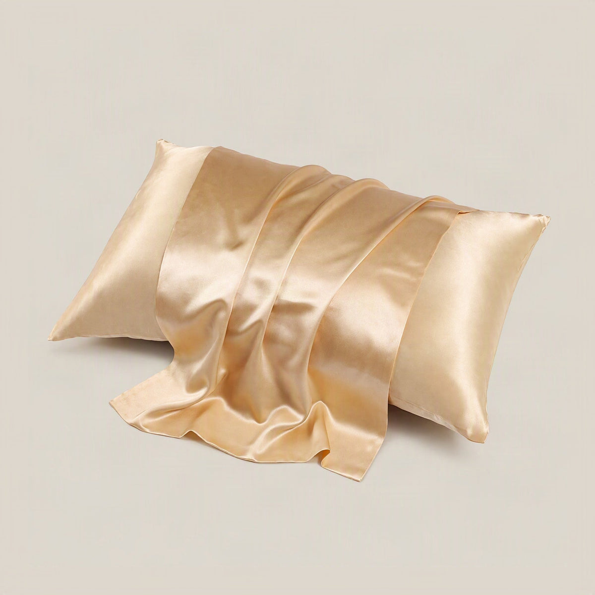 Close-up of SuuSilk 22 Momme matte double-sided mulberry silk pillowcase with hidden zipper in soft pastel setting