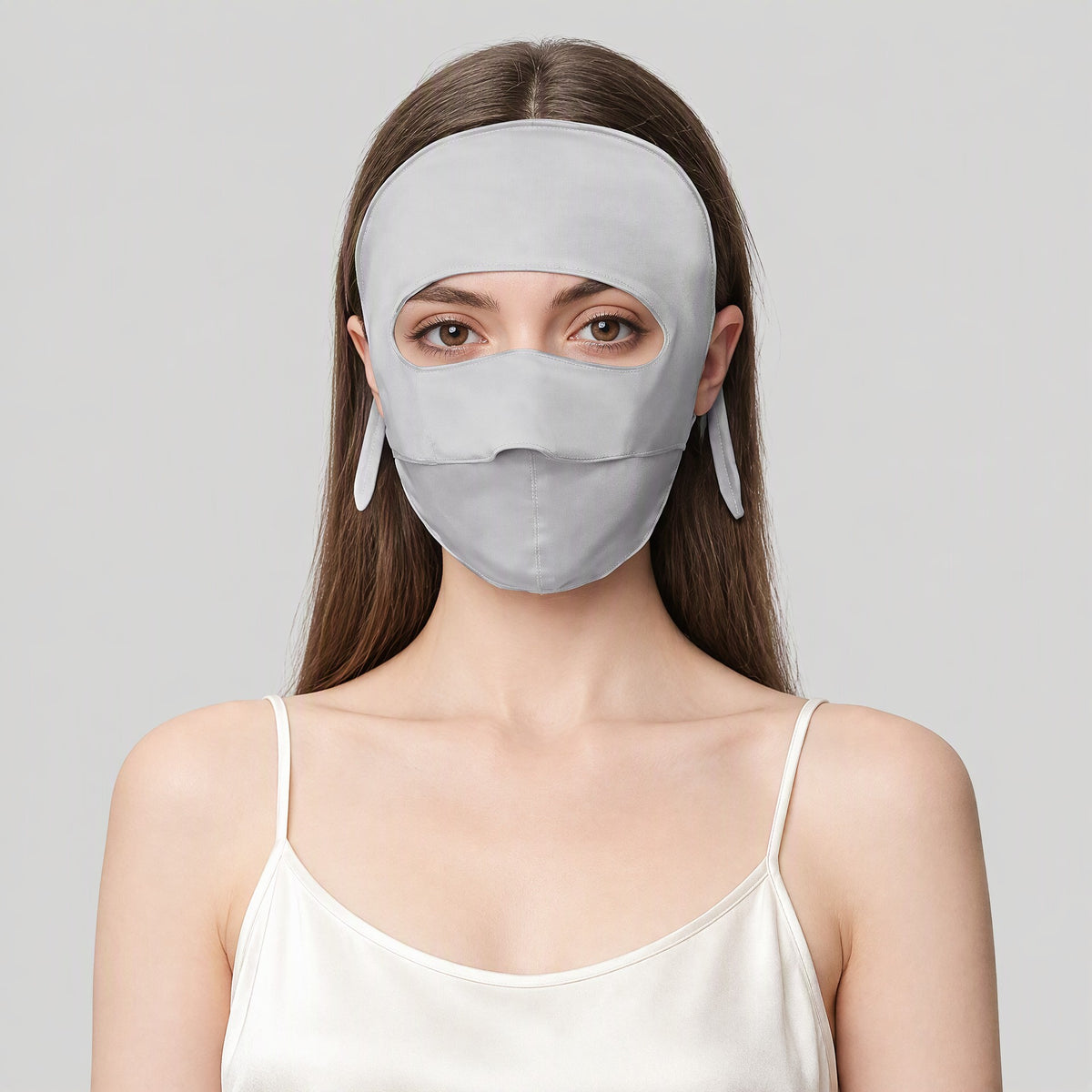 Double-Layer Mulberry Silk Full-Face Sun Hood