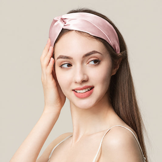 19 Momme Mulberry Silk Headband – Twisted Knot Wide Hairband