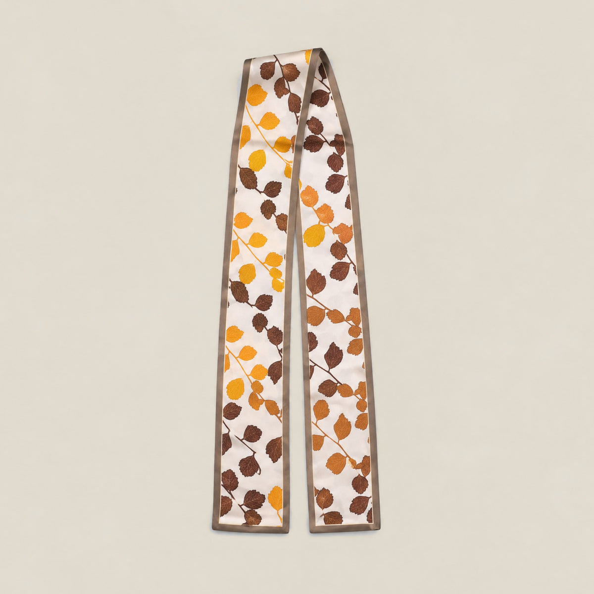 Gold Brown Wash slim mulberry silk scarf