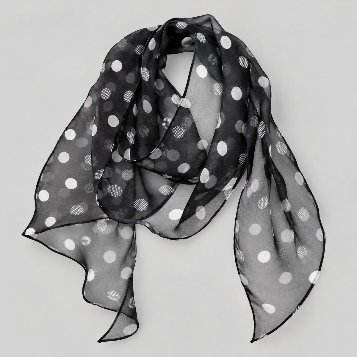 Net Dot Mulberry Silk Long Scarf – 13 x 63 in