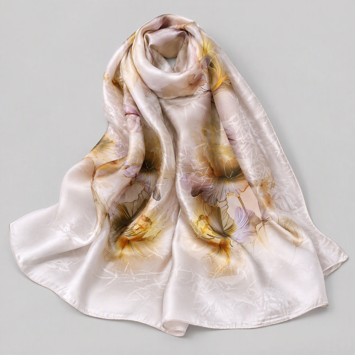 Bamboo Serenity Jacquard Mulberry Silk Scarf – 21 x 67 in