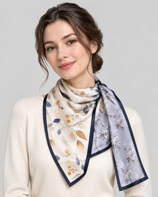 Autumn Bamboo Slim Mulberry Silk Scarf – 6 x 59 in