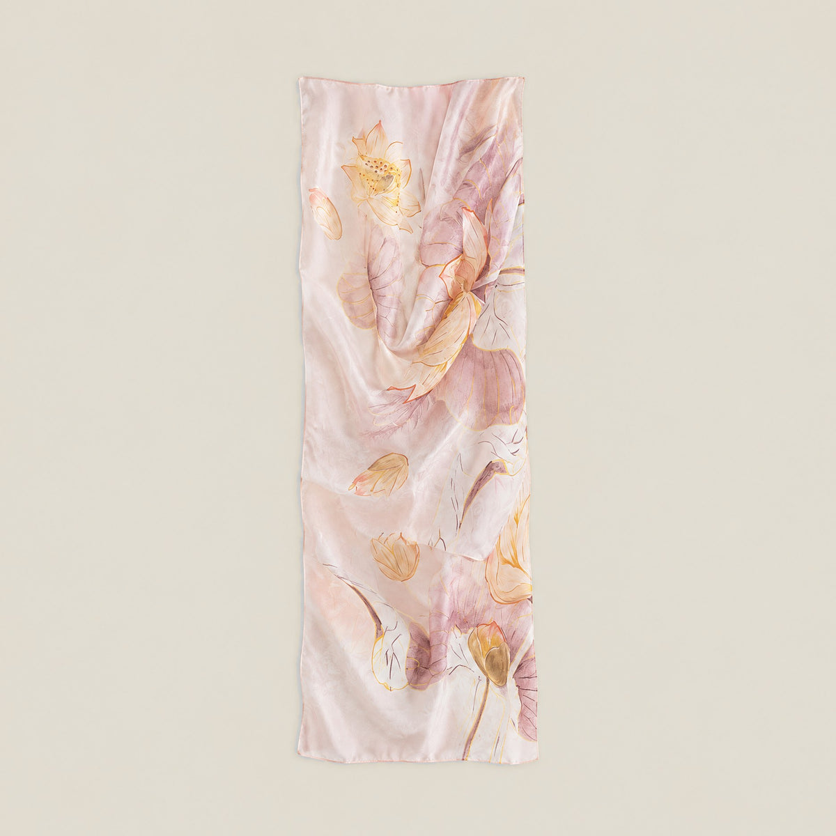Soft pink lotus mulberry silk scarf, 22 x 67 in