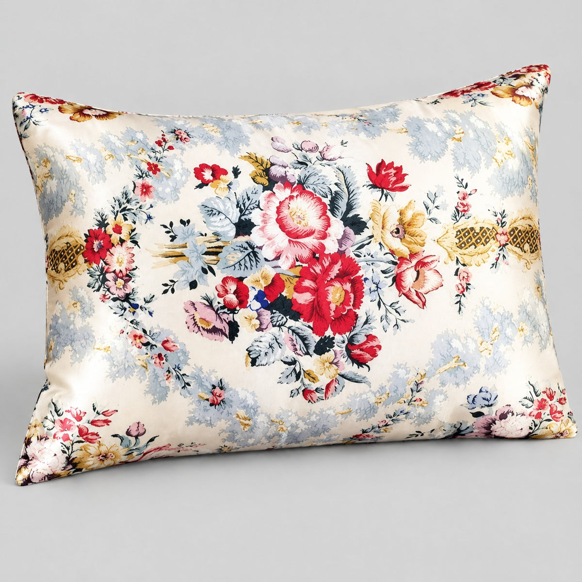 Bouquet Medallion Printed Mulberry Silk Pillowcase – 20 x 30 in