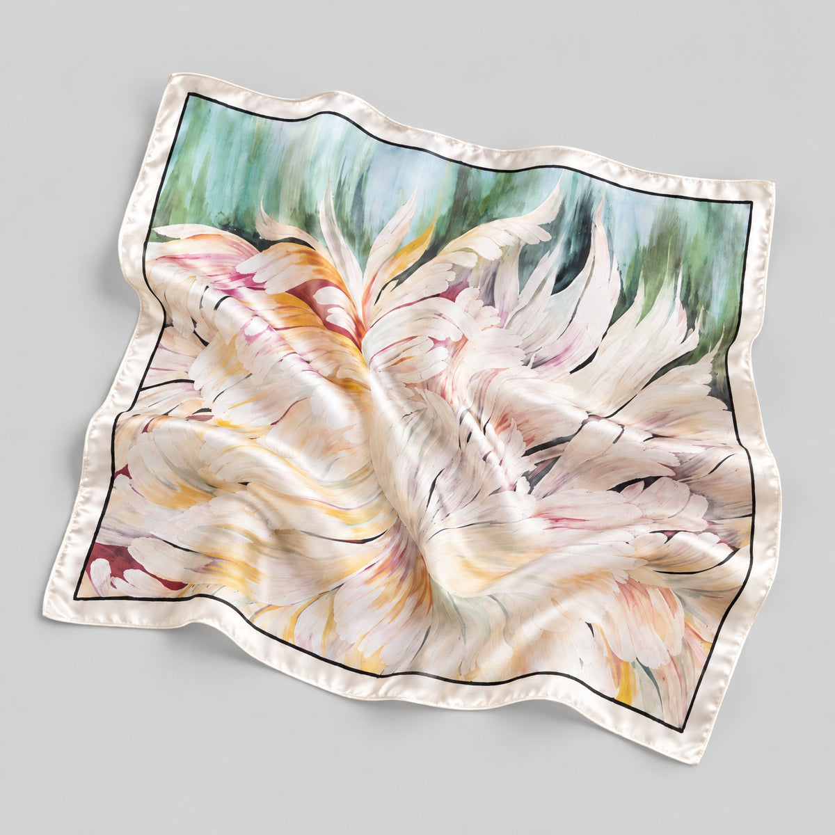 Elegant Lily Mulberry Silk Square Scarf – 21 x 21 in