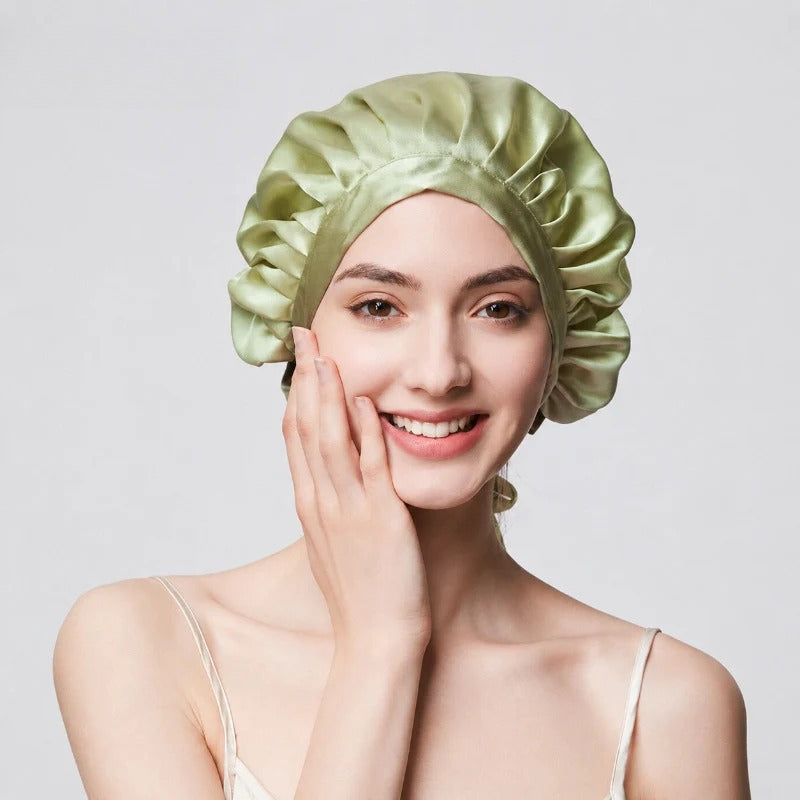 19 Momme 100% Mulberry Silk Sleep Cap – Double-Layer Hair Bonnet for Frizz-Free Hair