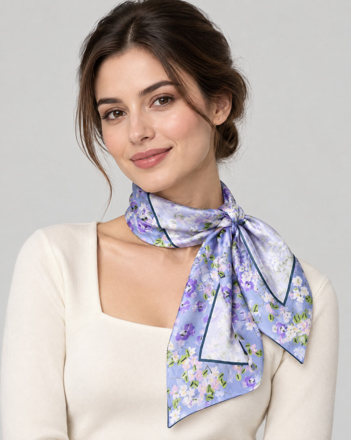 Spring Field Song Slim Mulberry Silk Scarf – 6 x 59 in