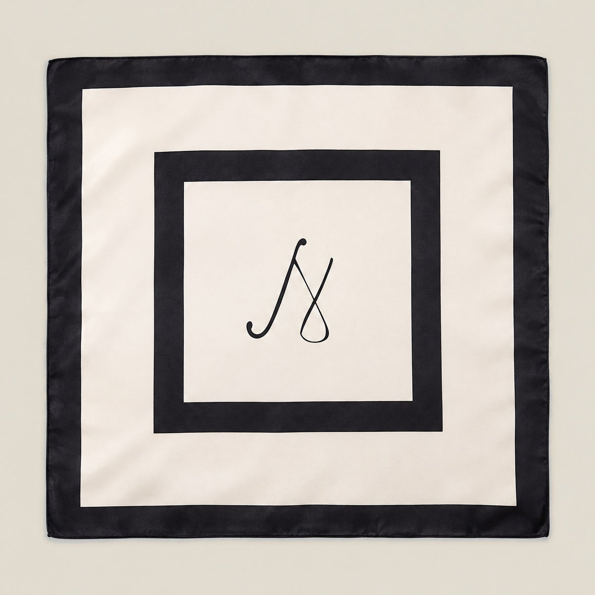 Black white geometric mulberry silk square scarf